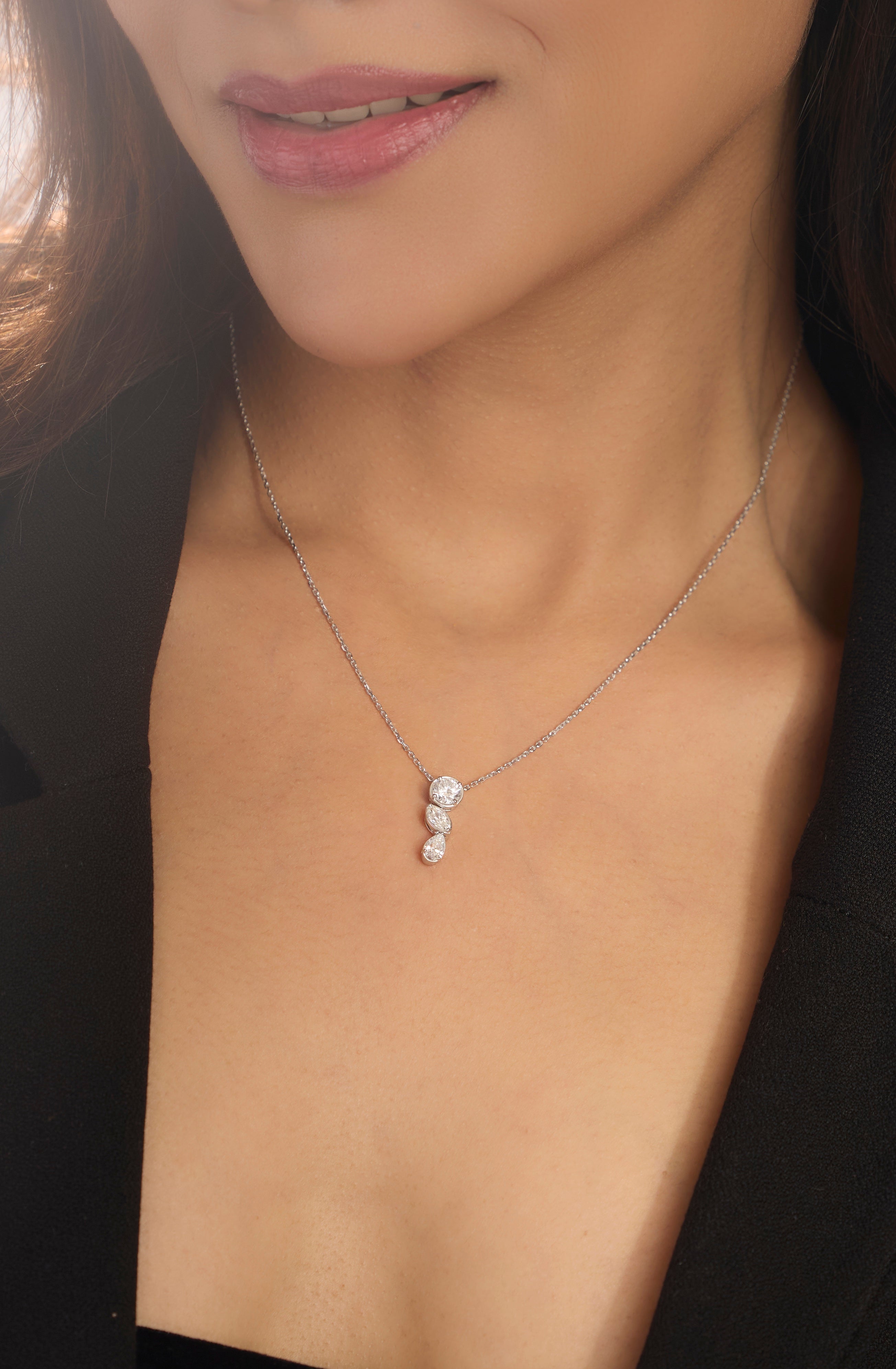 1.0 carat Lab Grown Three Stone Diamond Pendant