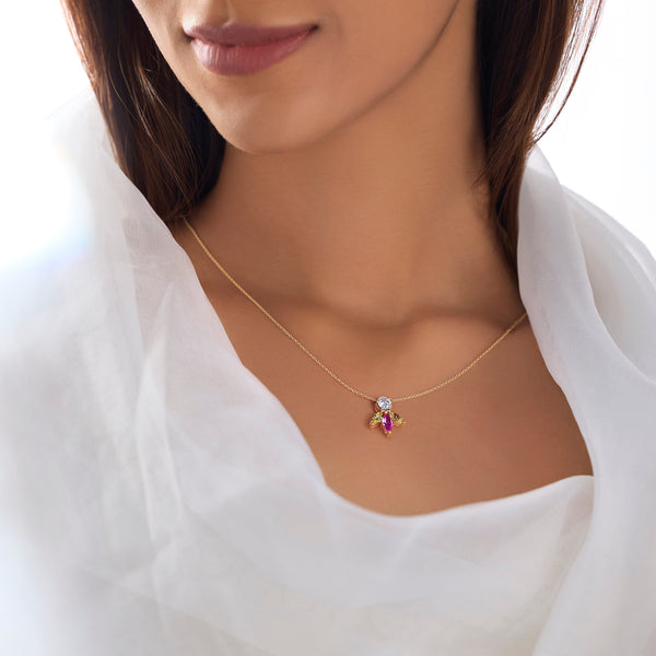 BAYAN Playful Petal Pendant | Color Stone | Silver