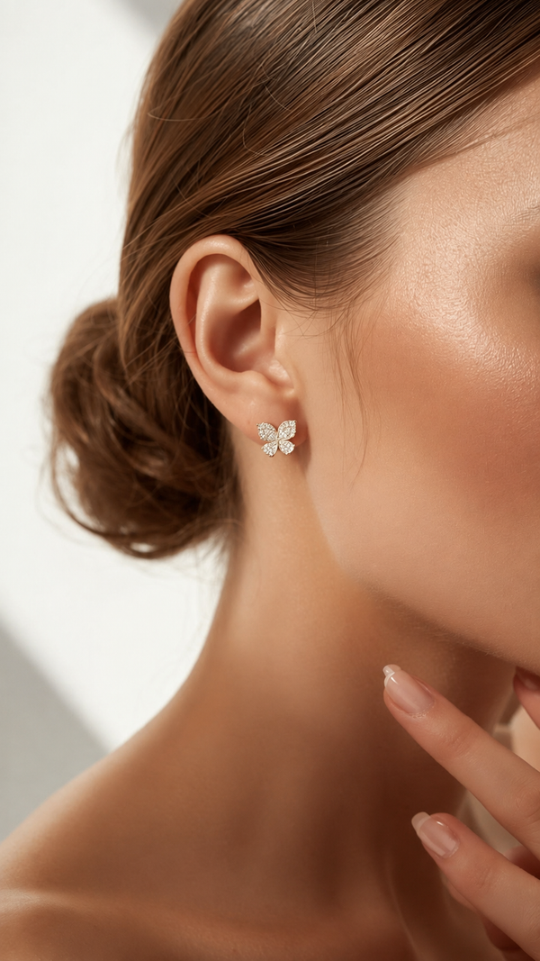 Butterfly Earrings — CZ & Silver