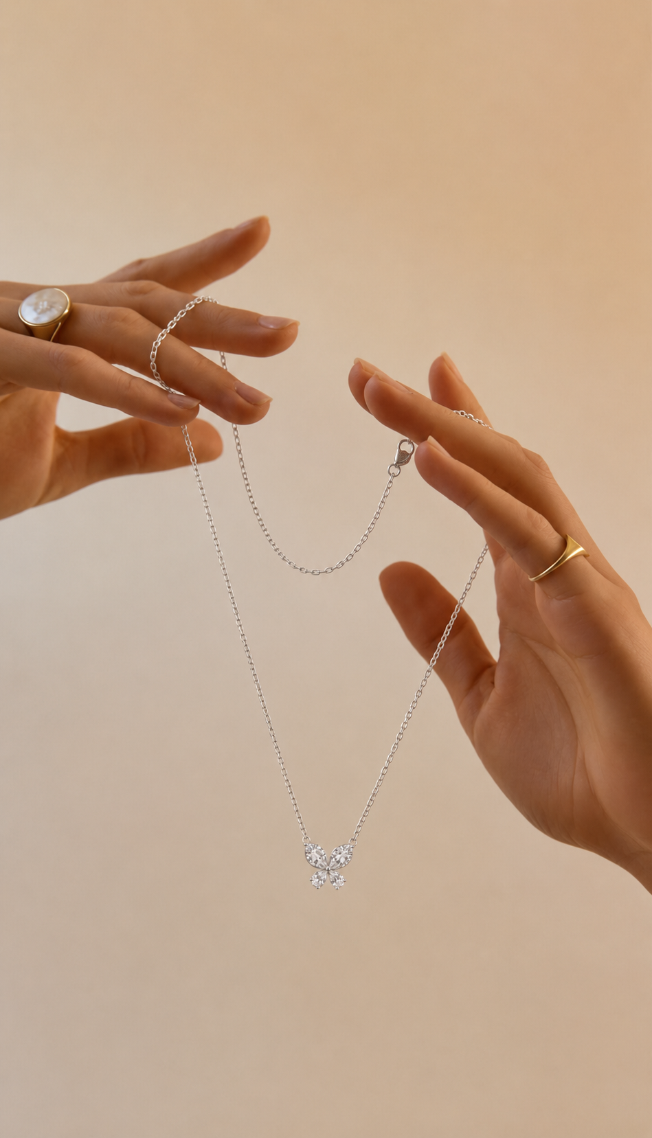 Butterfly Necklace — CZ & Silver