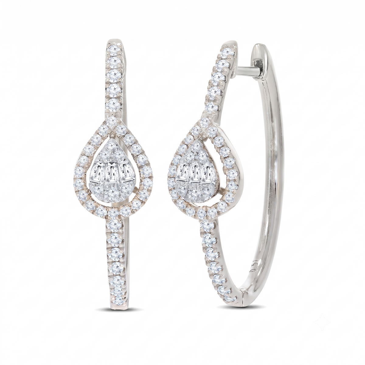 Lux Pear Danglers - Silver & CZ