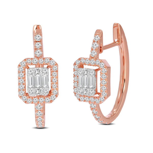 Baguette Composite Huggies — Lab-Grown Diamond & Silver, SGL Certified