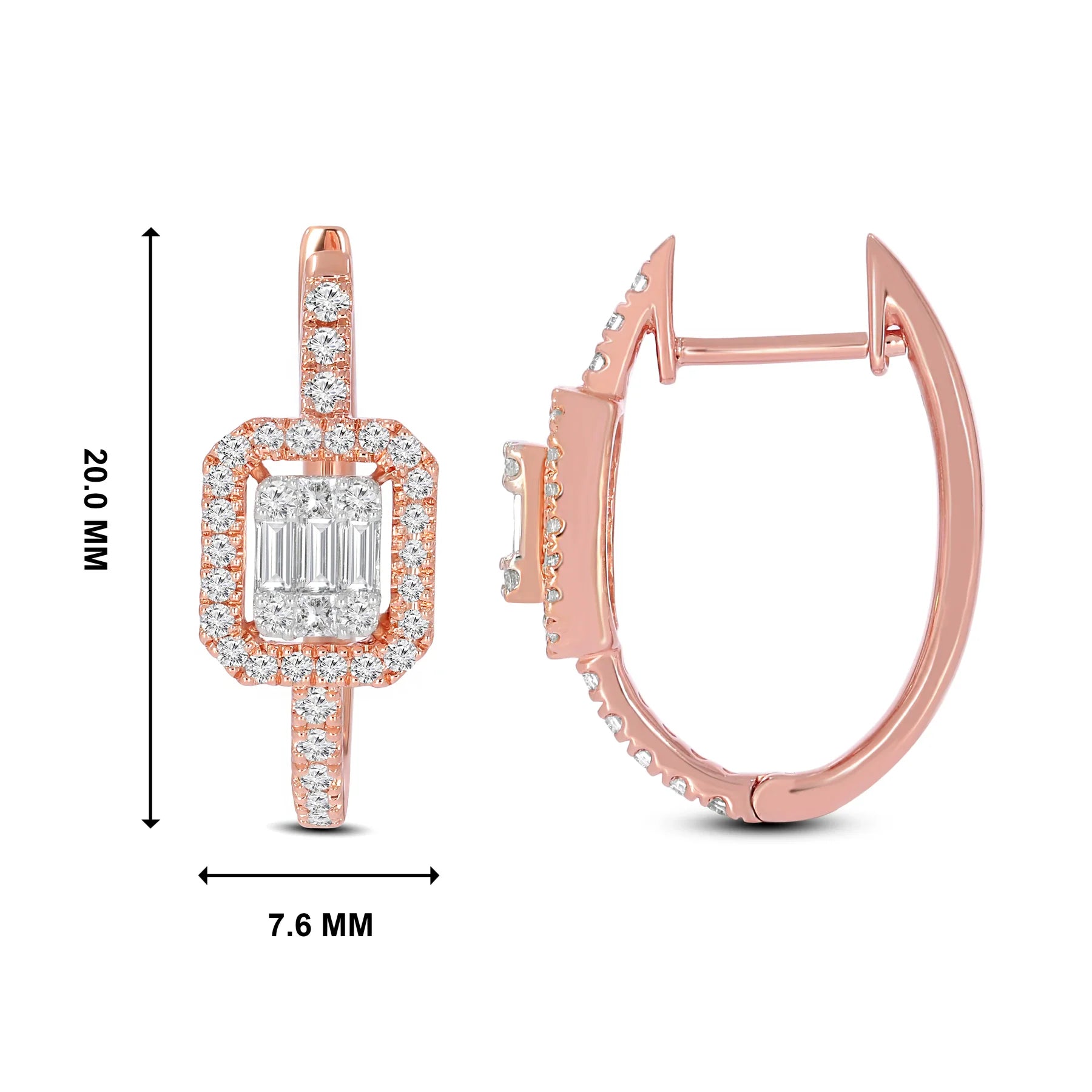 Baguette Composite Huggies — Lab-Grown Diamond & Silver, SGL Certified