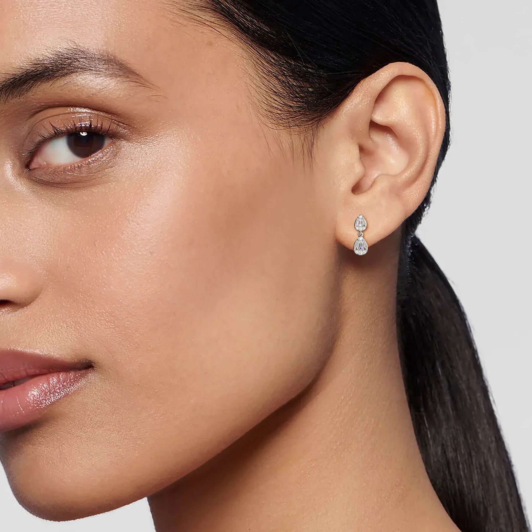 Pear Dangler Earrings — Lab-Grown Diamond & Silver, SGL Certified