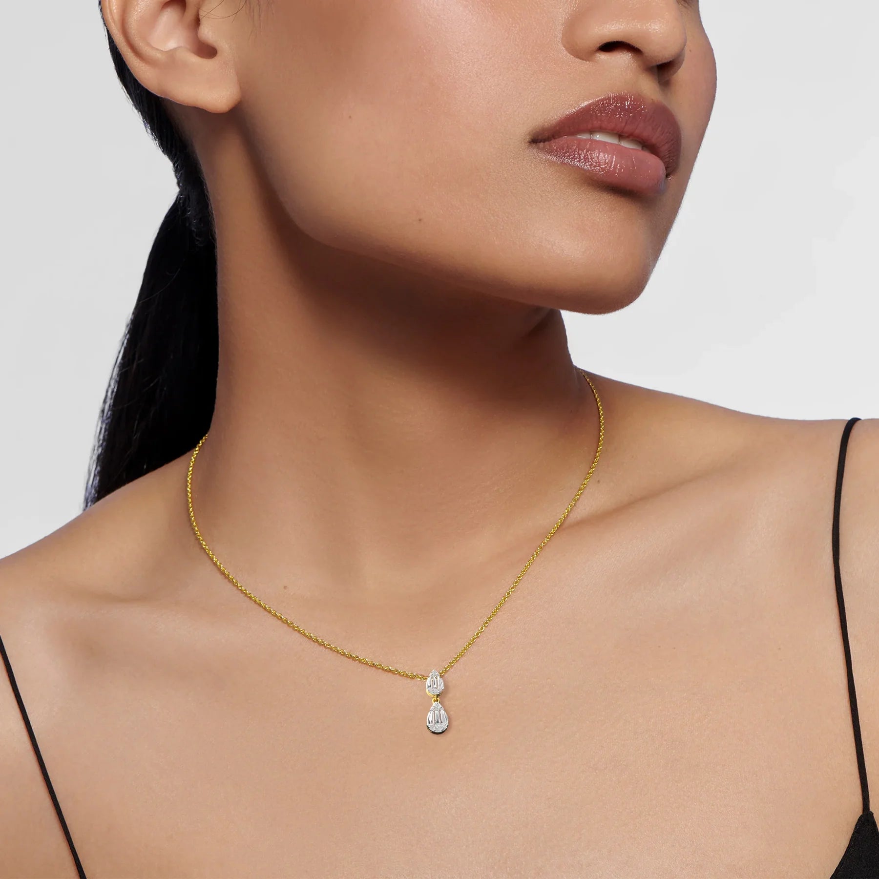 Baguette And Pear Dangler Pendant — Lab-Grown Diamond & Silver, SGL Certified