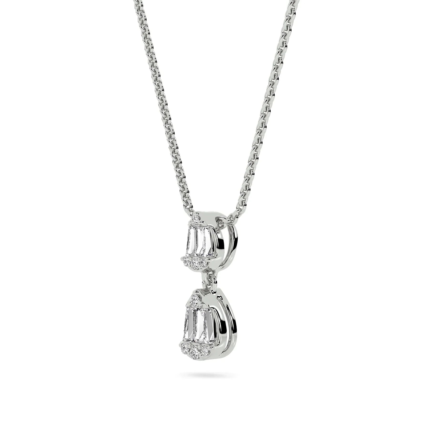 Baguette And Pear Dangler Pendant — Lab-Grown Diamond & Silver, SGL Certified