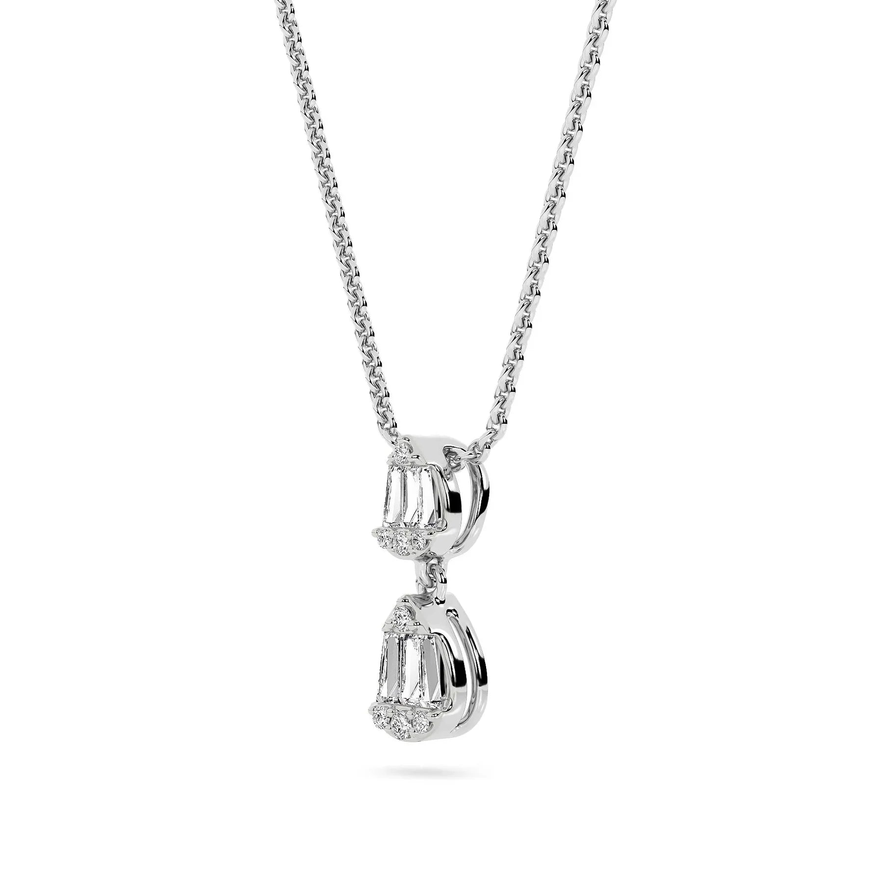Baguette And Pear Dangler Pendant — Lab-Grown Diamond & Silver, SGL Certified