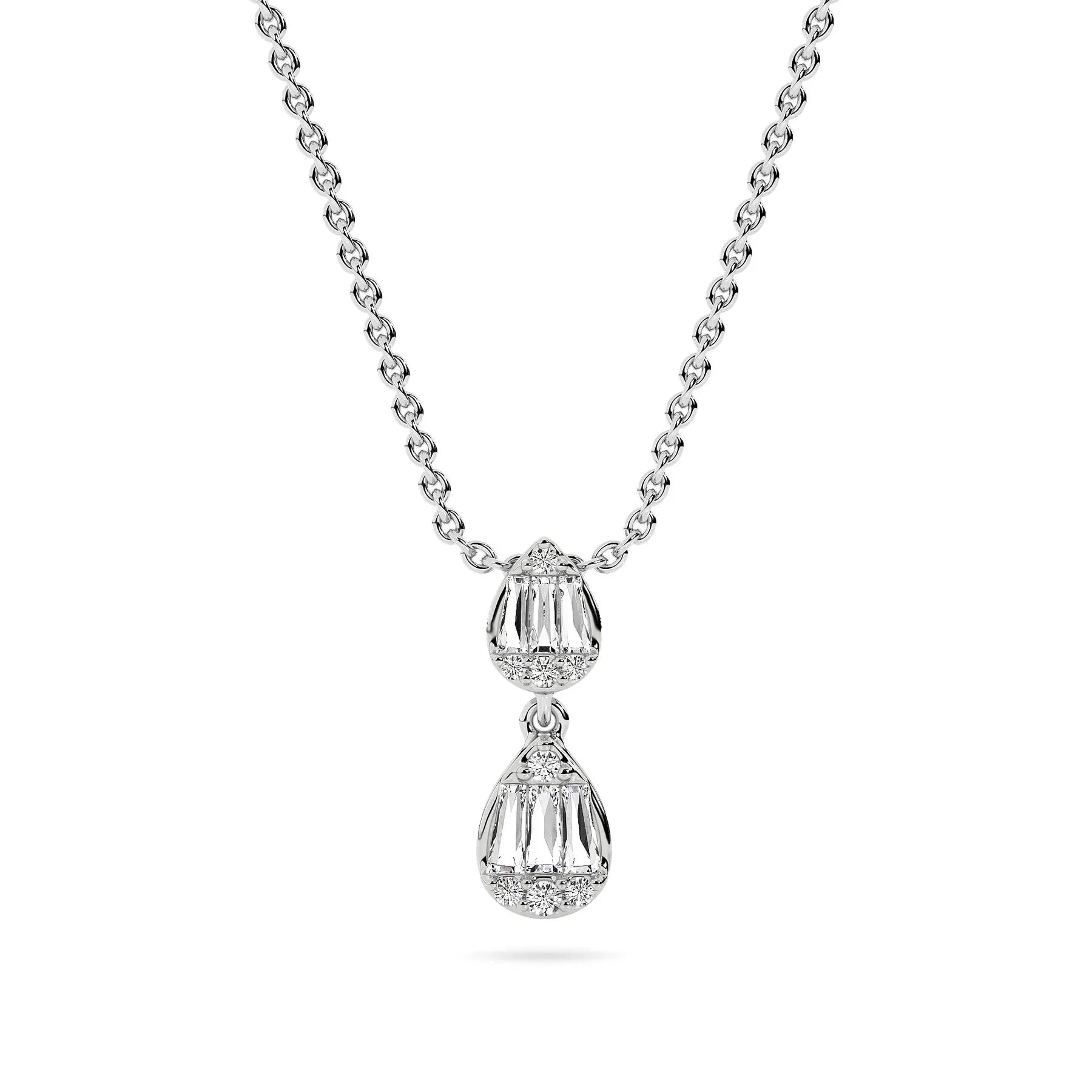 Baguette And Pear Dangler Pendant — Lab-Grown Diamond & Silver, SGL Certified
