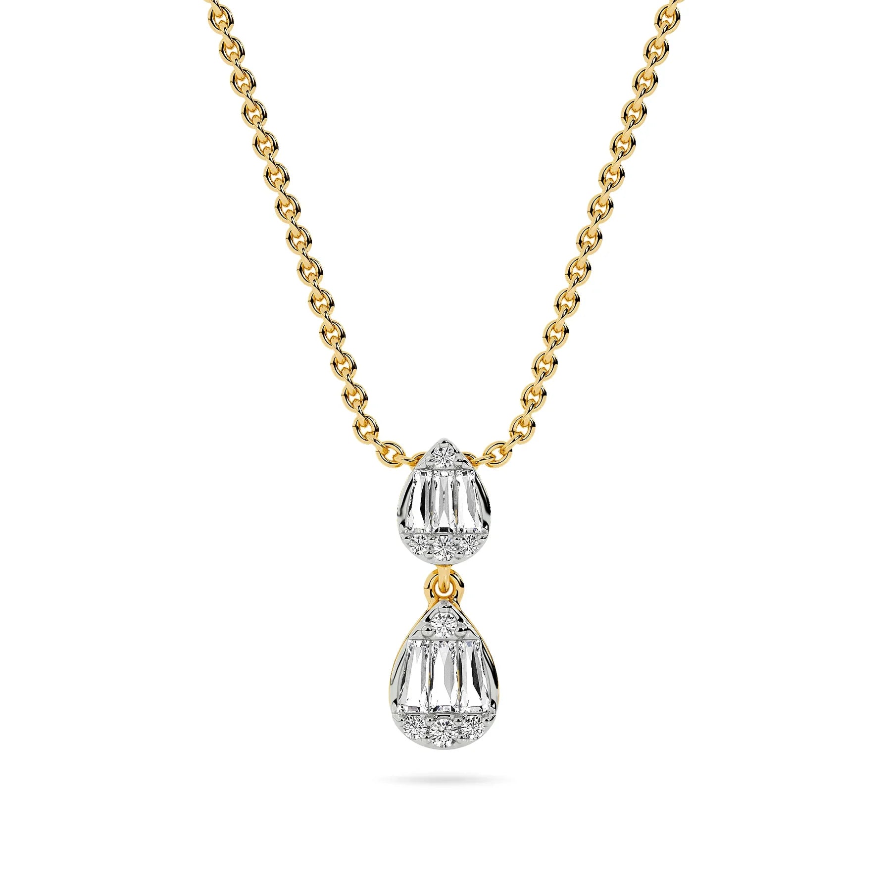 Baguette And Pear Dangler Pendant — Lab-Grown Diamond & Silver, SGL Certified