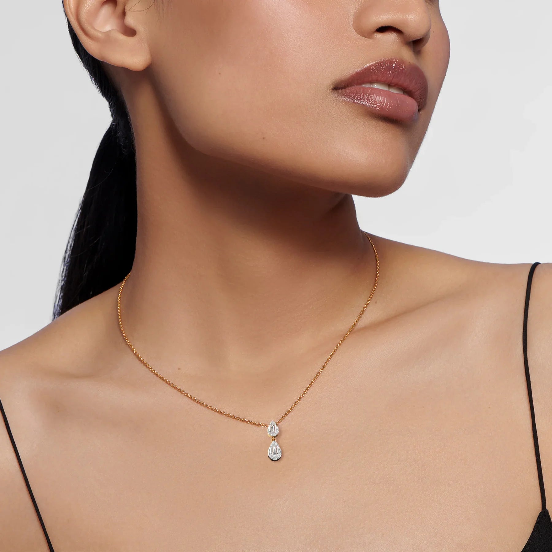 Baguette And Pear Dangler Pendant — Lab-Grown Diamond & Silver, SGL Certified
