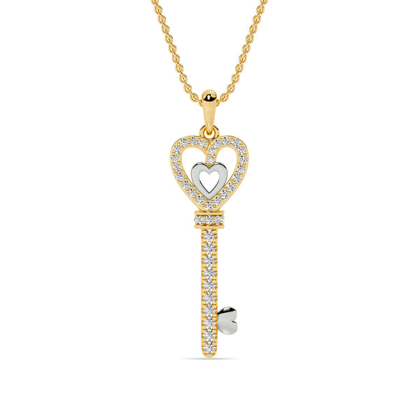Heart Lock Key Pendant — Lab-Grown Diamond