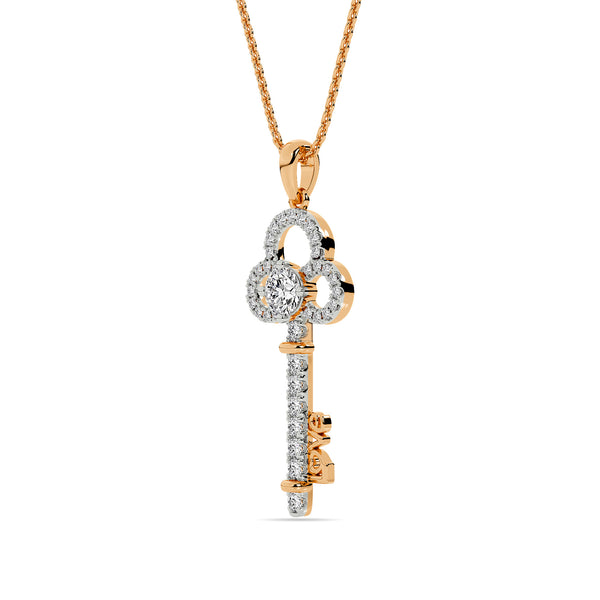 BAYAN Love Script Key Pendant | Color Stone | Silver