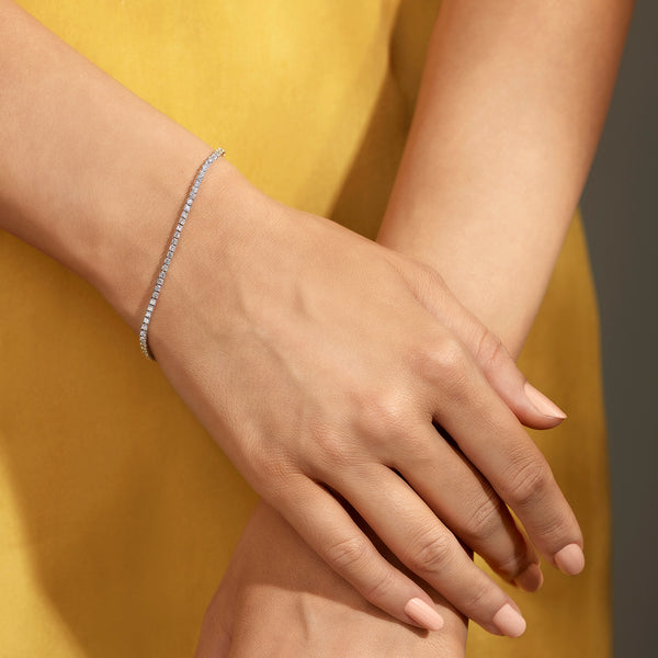 BAYAN 4.80ct Princess Cut Tennis Bracelet | Lab Grown Diamond | Silver | SGL Certified