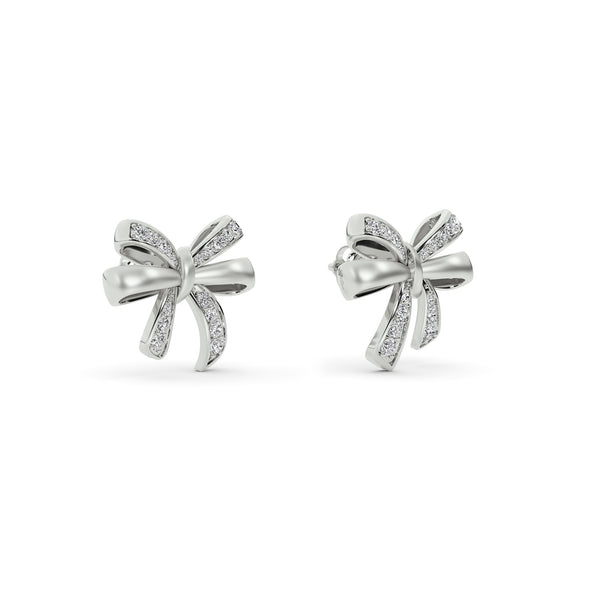 BAYAN Sculpted Knot Bow Earrings | Color Stone | Silver
