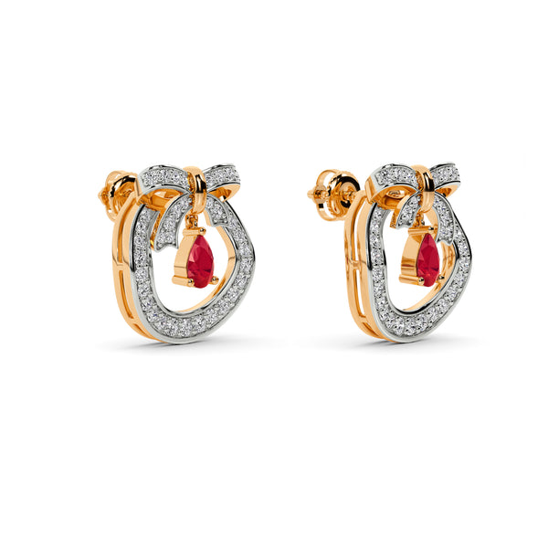 Promise Loop Bow Earrings — Lab-Grown Diamond & Color Stone