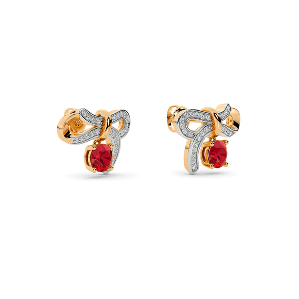 BAYAN Ruby Promise Bow Earrings | Color Stone | Silver