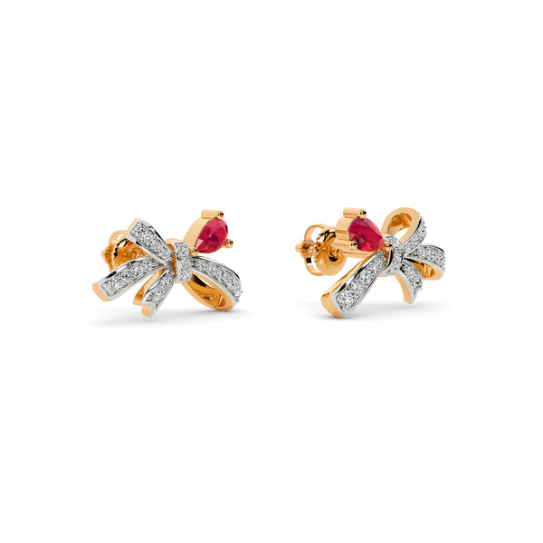 BAYAN Side Note Bow Earrings | Color Stone | Silver