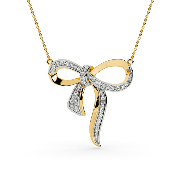 BAYAN Signature Knot Bow Pendant | Color Stone | Silver