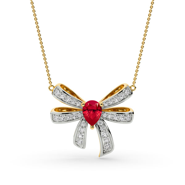 BAYAN Crimson Knot Bow Pendant | Color Stone | Silver