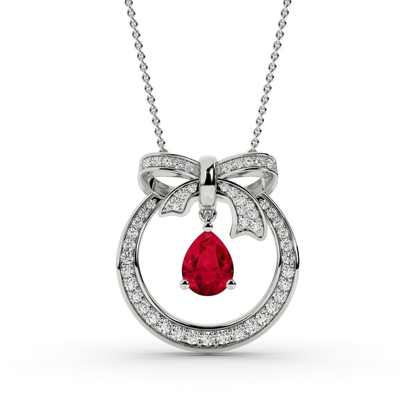 Promise Loop Bow Pendant — Lab-Grown Diamond & Color Stone