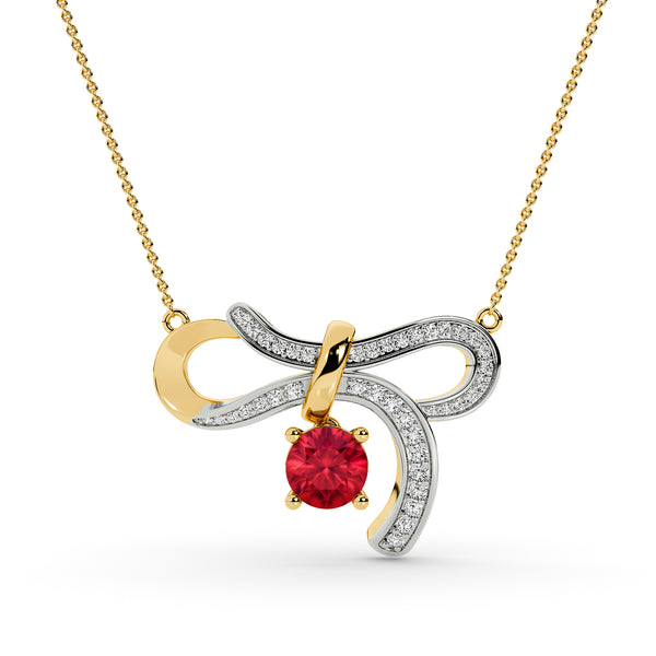 BAYAN Ruby Promise Bow Pendant | Color Stone | Silver