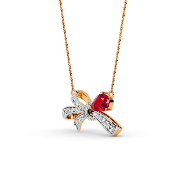 BAYAN Side Note Bow Pendant | Color Stone | Silver