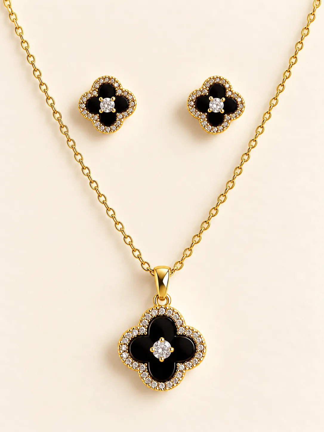 Dark Bloom Pendant Set - Yellow Gold
