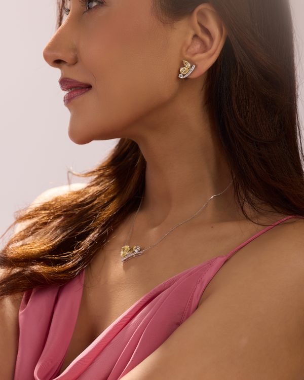 BAYAN Golden Bloom Earring | Color Stone | Silver