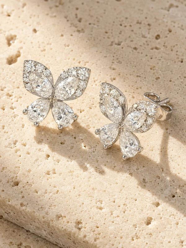 Butterfly Earrings — CZ & Silver