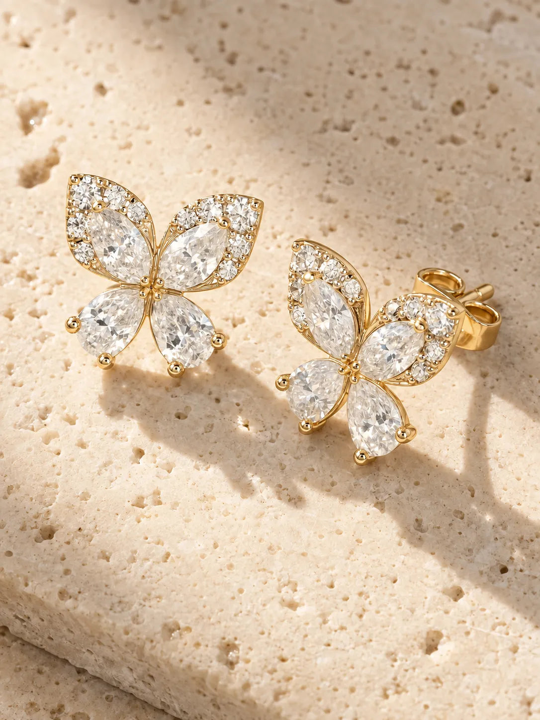 Butterfly Earrings — CZ & Silver