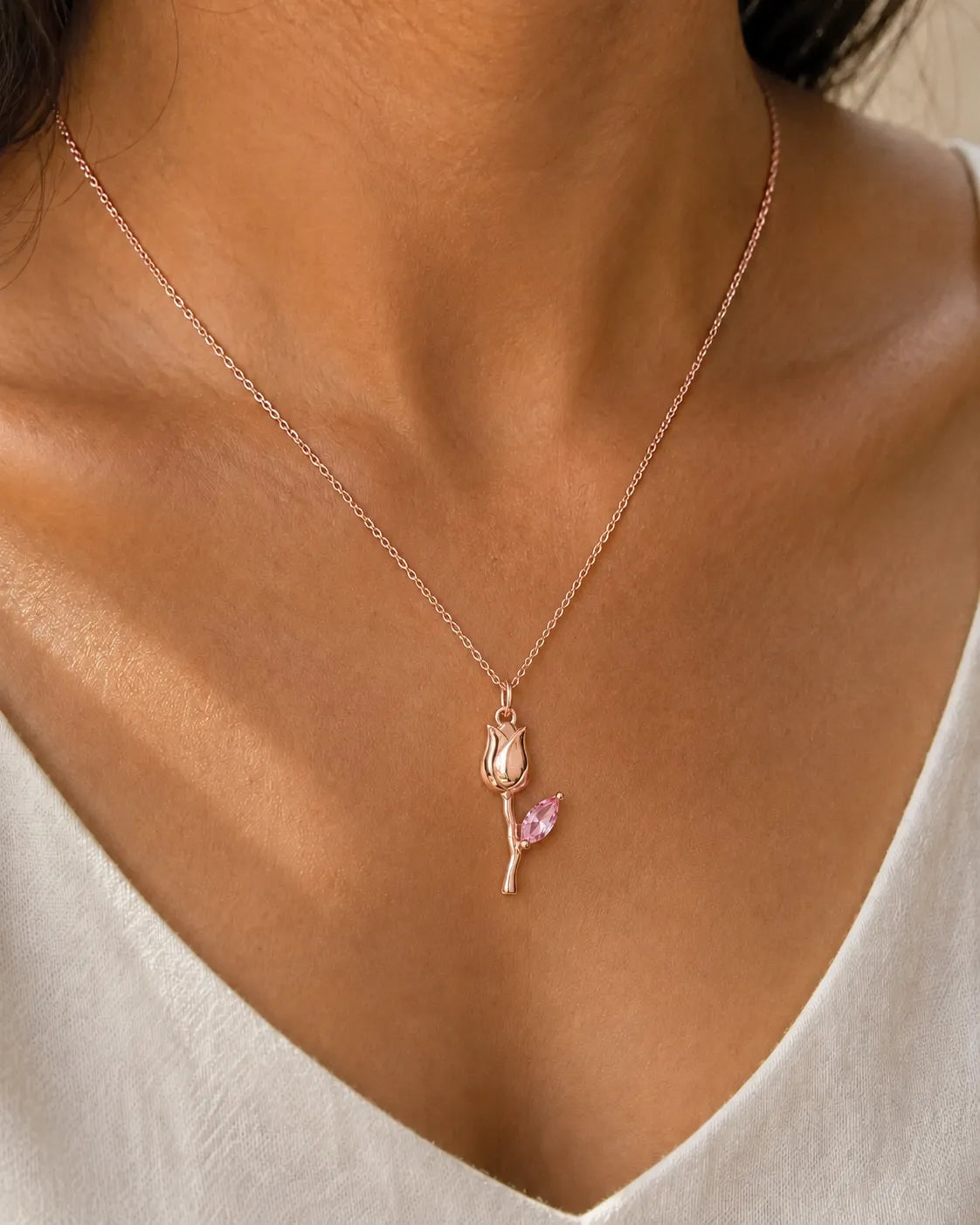 Rose Pendant — Color Stone & Silver