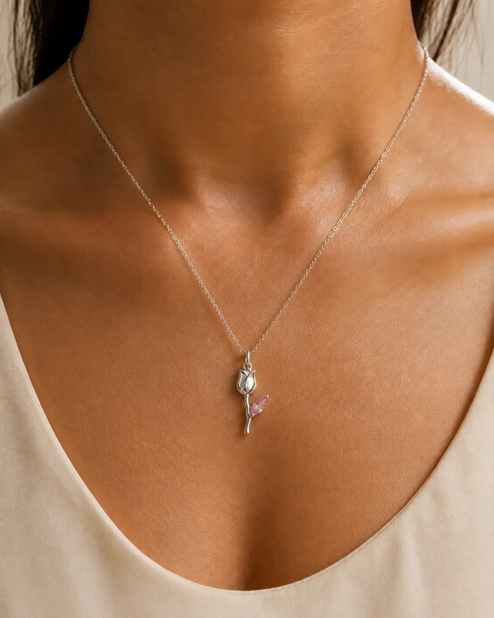 Rose Pendant — Color Stone & Silver