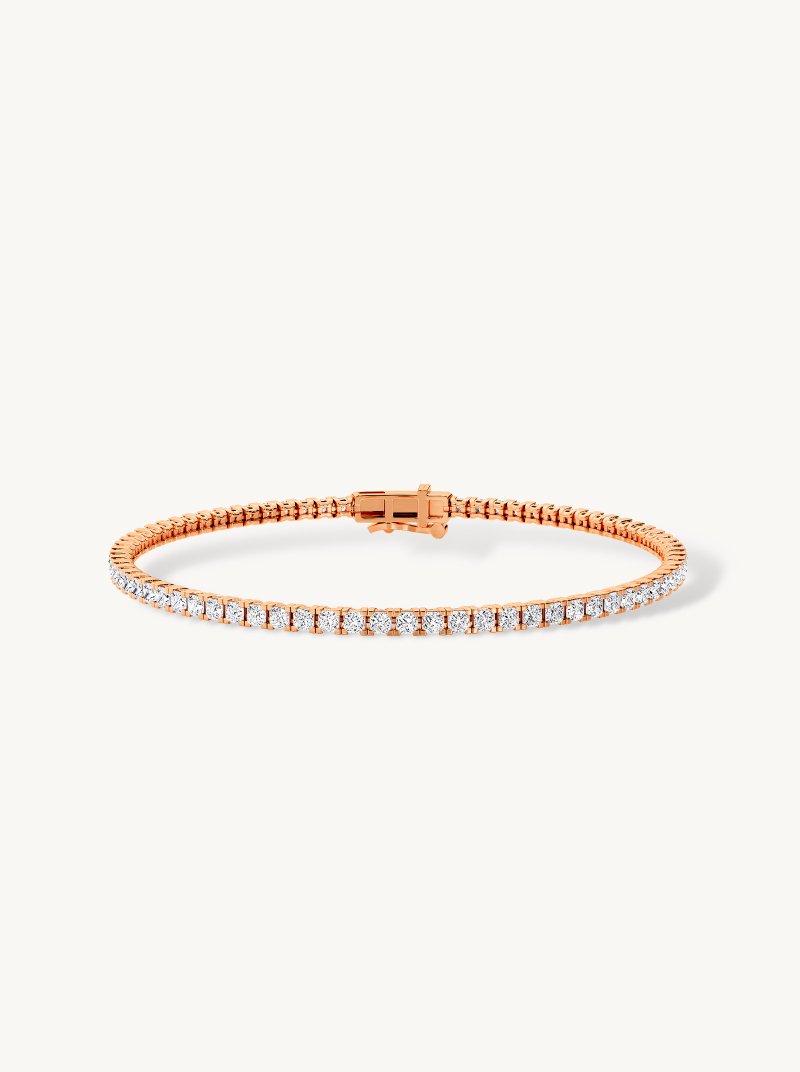 Rose Gold Princess Diamond 2 3/4 Cttw Tennis Bracelet - Bayan