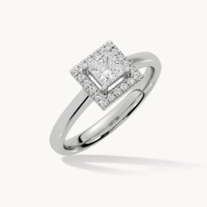 Lab Grown Princess Diamond Halo Ring