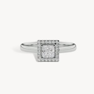 Lab Grown Princess Diamond Halo Ring